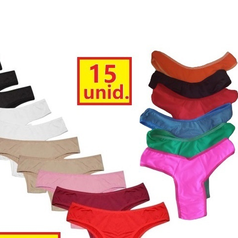 KIT 15 Calcinhas Feminina Adulto confortável - microfibra e algodão (lisas, estampadas ou sortidas) Oferta