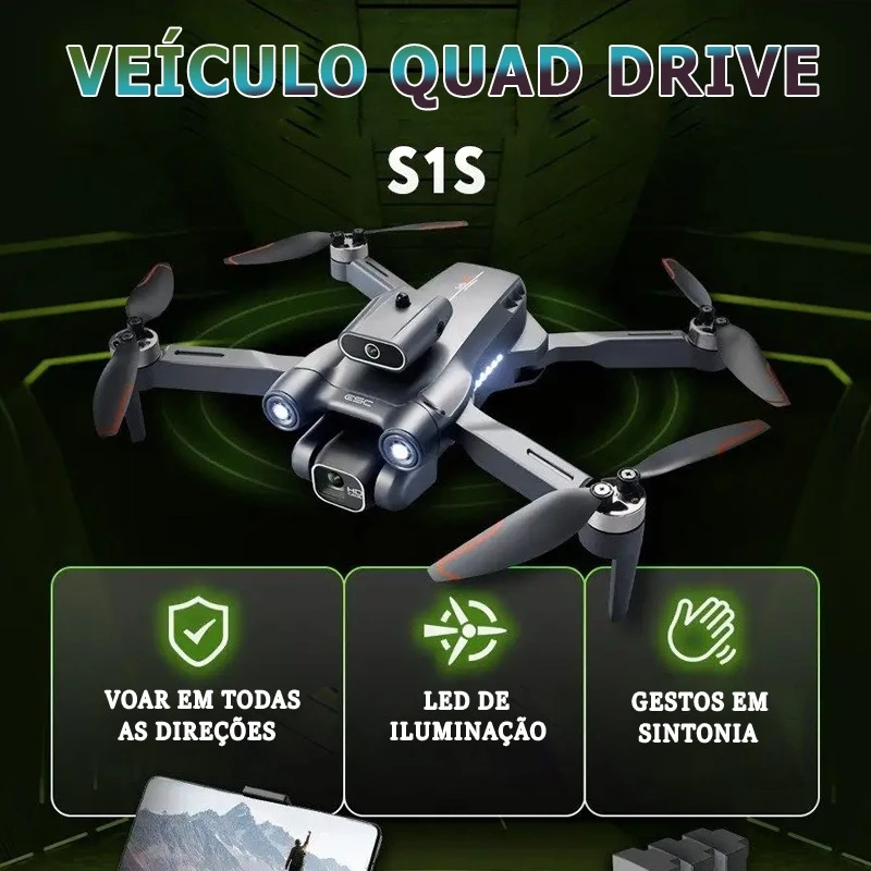 Mini drone LSRC Motor sem escova câmera dupla 4K cabeça para evitar obstáculos S1S versão de 2 baterias