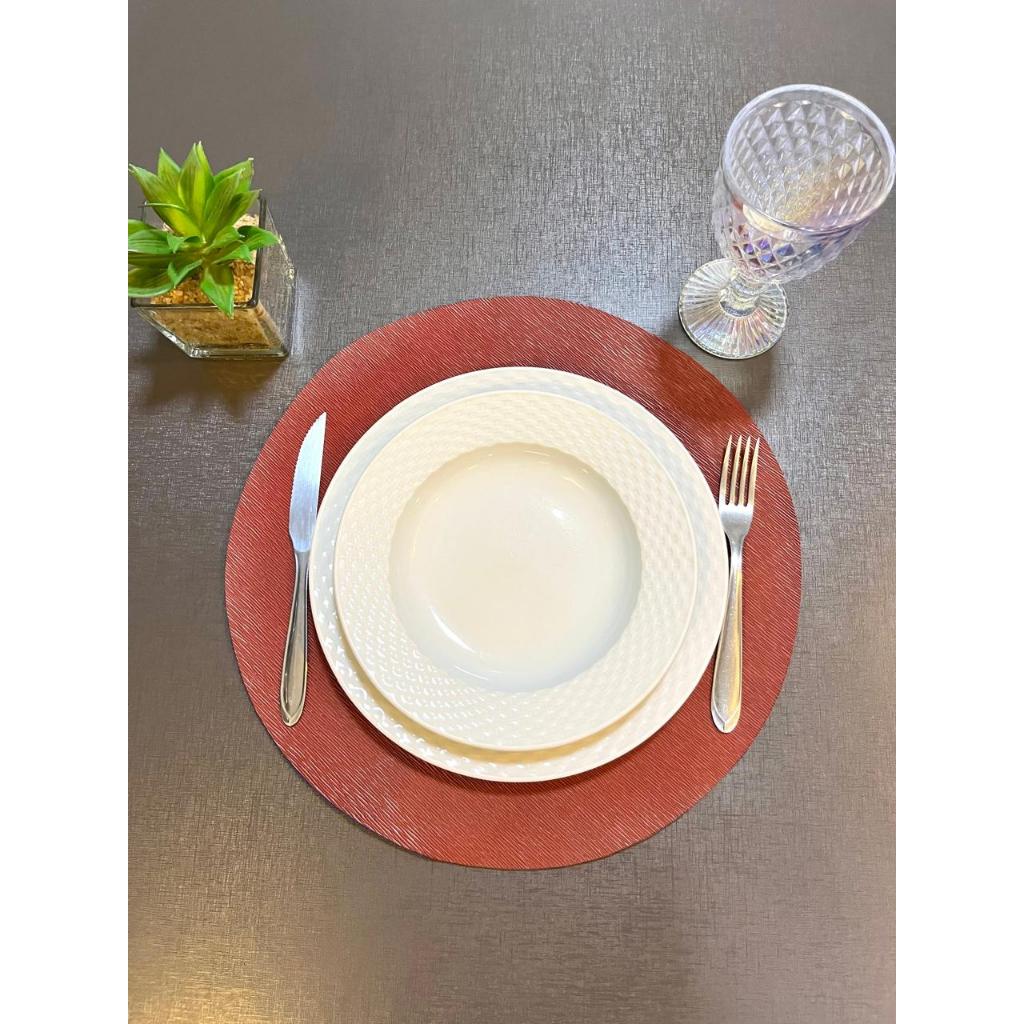 Kit Jogo Americano 6 Peças Redondo Mesa Decorativo Jantar Descanso de Prato Sousplat Cozinha