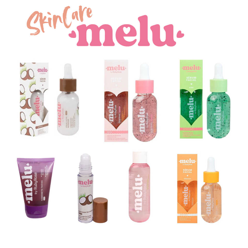 Monte Seu Kit Skincare Melu by Ruby Rose Cuidado Facial Hidratante Sérum, Hidratante, Água Micelar e Sabonete Facial