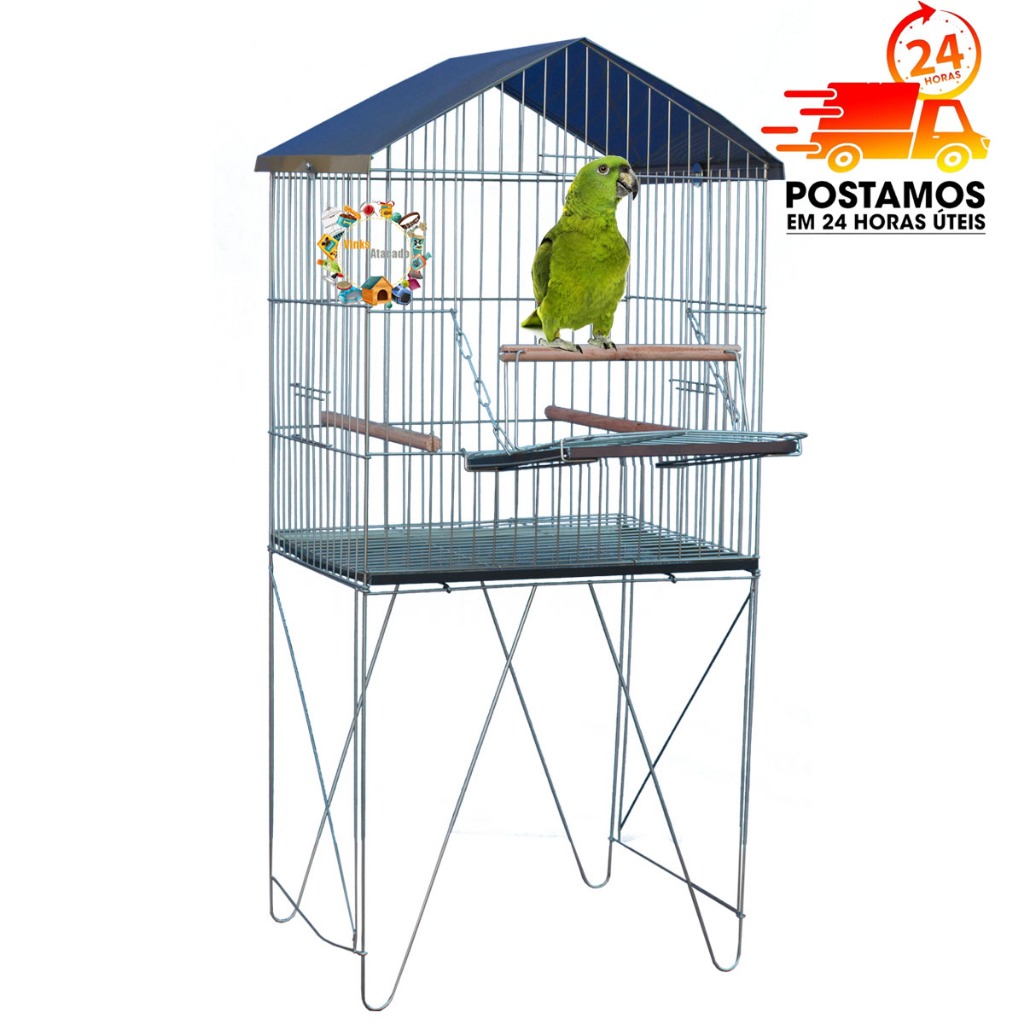 Viveiro Duplex Para Papagaio Maritaca Calopsita Aves Mansas Pet Gaiola Grande Com Pés Removíveis Aberta Louro Comedor em Oferta na Shopee
