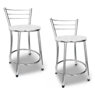 Kit 2 Banquetas Baixa Cromada Luxo Para Bar Cozinha Branco Acabamento da estrutura Cromado em Oferta na Shopee