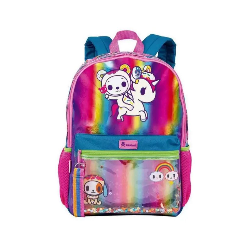 Mochila Sestini Tokidoki Holográfica Brilhante Unicórnios Rosa