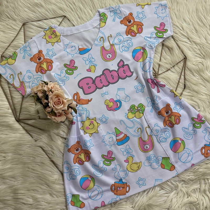 Bata com bolso/Scrub/Jaleco/Pijama cirúrgico/Babá/Cuidadora em Oferta na Shopee