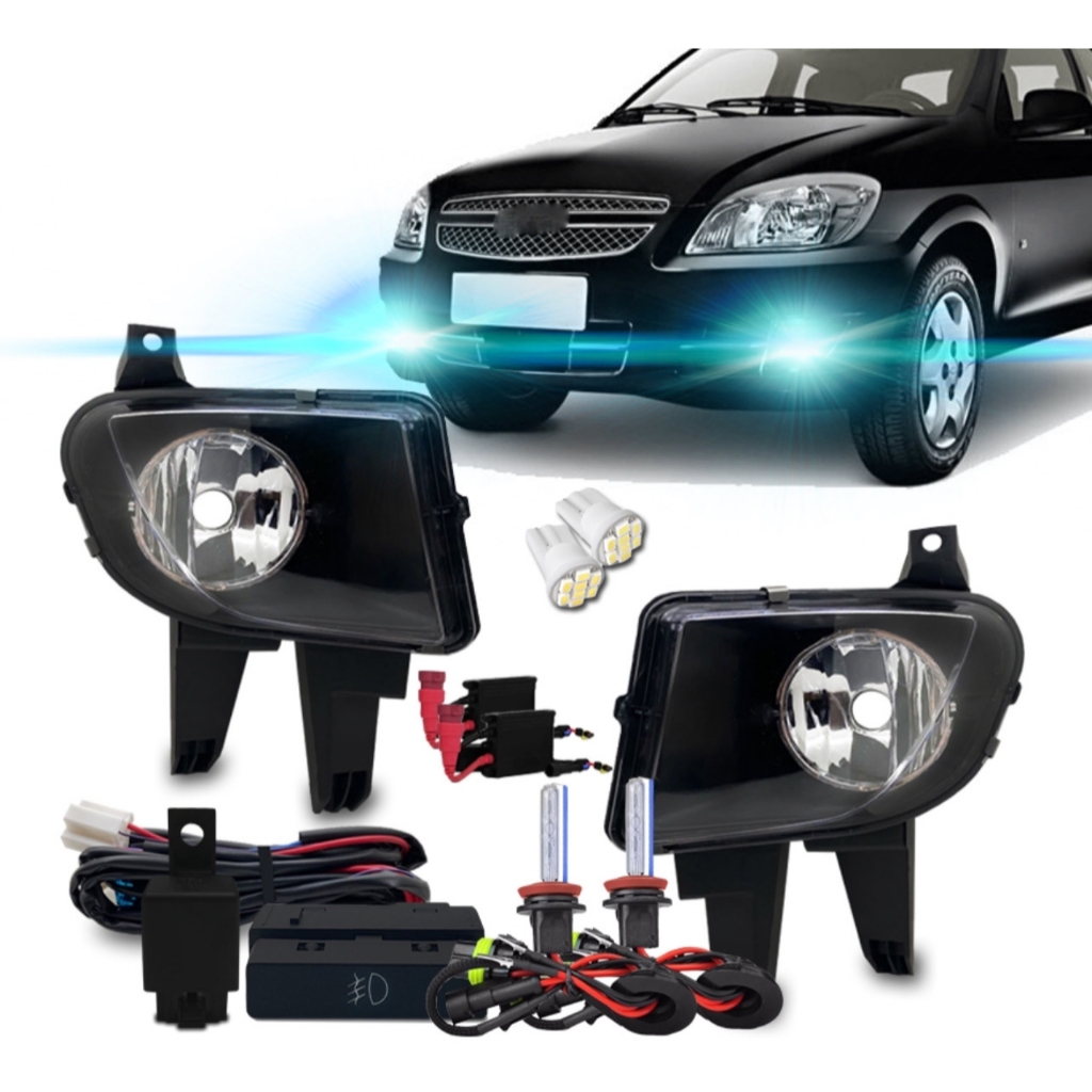 Kit Farol Milha Chevrolet Celta 2011 2012 2013 Prisma Bt Mod Original + Kit Xenon Hb4 8000k