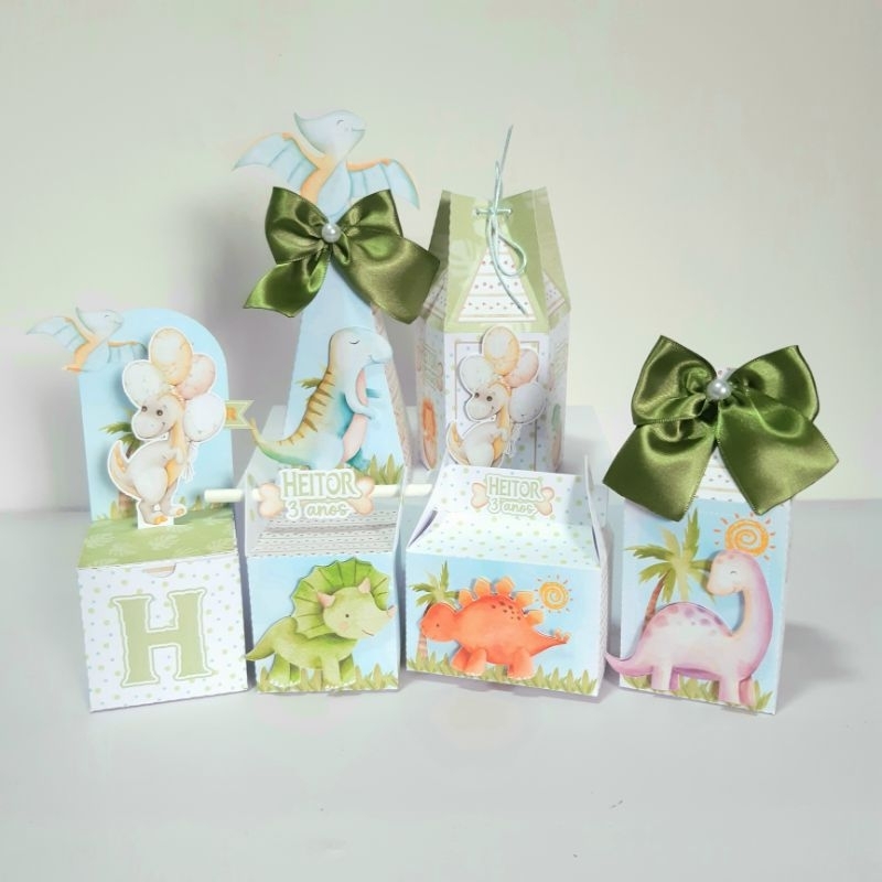 kit festa dino baby dinossauro personalizados, lembrancinha, caixa festa infantil, aplique 3d