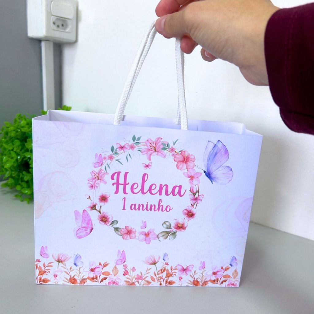 Sacolinha Personalizada Jardim das Borboletas - Lembrancinhas - aniversário - Festa Infantil