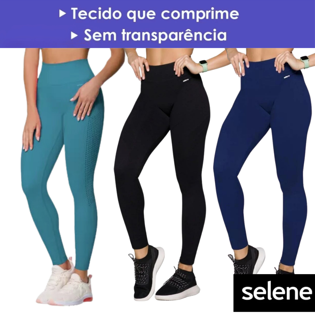 Calça Legging Selene Feminina Grossa Sem Transparência Leg Sem Costura Legue Fitness Cós A...