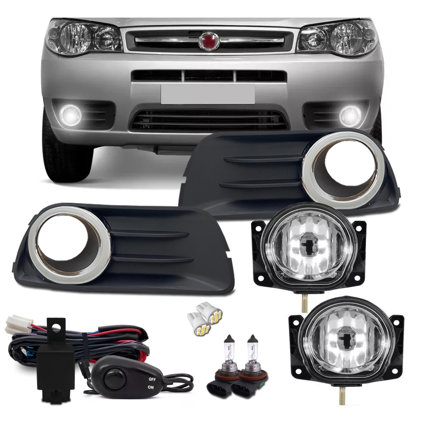 Kit Farol De Milha Lente De Vidro Com Moldura Cromada Compatível Com Palio Fire Economy 2015 em Oferta na Shopee