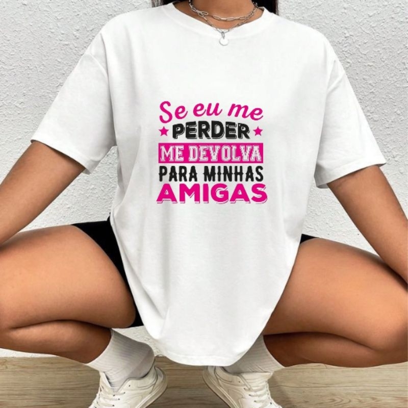 kit com 2 camiseta camisa feminina 100% algodão, com frase pra ser usada com amiga