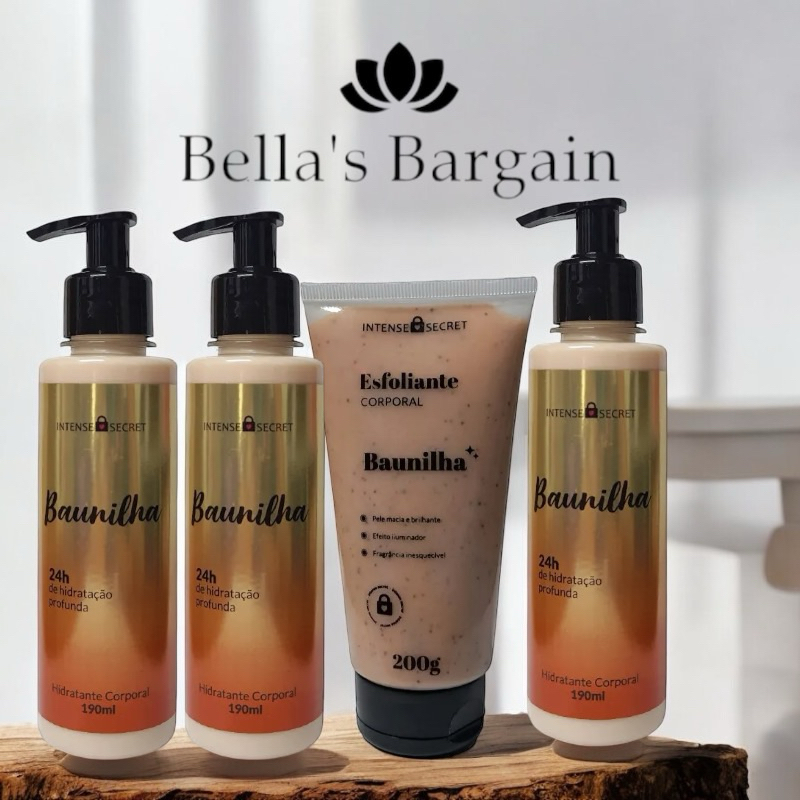 Kit Cuidado Pessoal 3 Hidratantes Baunilha 1 Esfoliante Baunilha Intense Secret — R$ 73,27 em Shopee