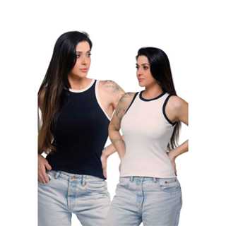 kit 2 Regata básica em ribana canelada, Blusa básica em ribana canelada, kit 2 blusa básica. em Oferta na Shopee