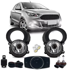 Kit Farol Milha Neblina Ford Ka e Ka Sedan 2015 2016 2017 2018 Com Lampadas