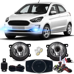 Kit Farol Milha Neblina Auxiliar Ford Ka e Ka Sedan 2015 2016 2017 2018 Bt Mod Original + Xenon H11 8000k