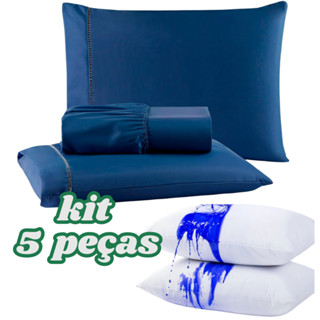Jogo De Lençol 5 Peças Casal Ponto Palito Acetinado Percal 400 Fios + Capa Travesseiro Impermeável em Oferta na Shopee