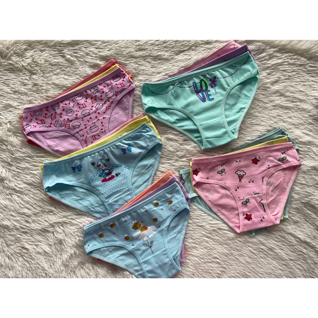 KIT 9 calcinhas infantil algodão cores e estampas sortidas