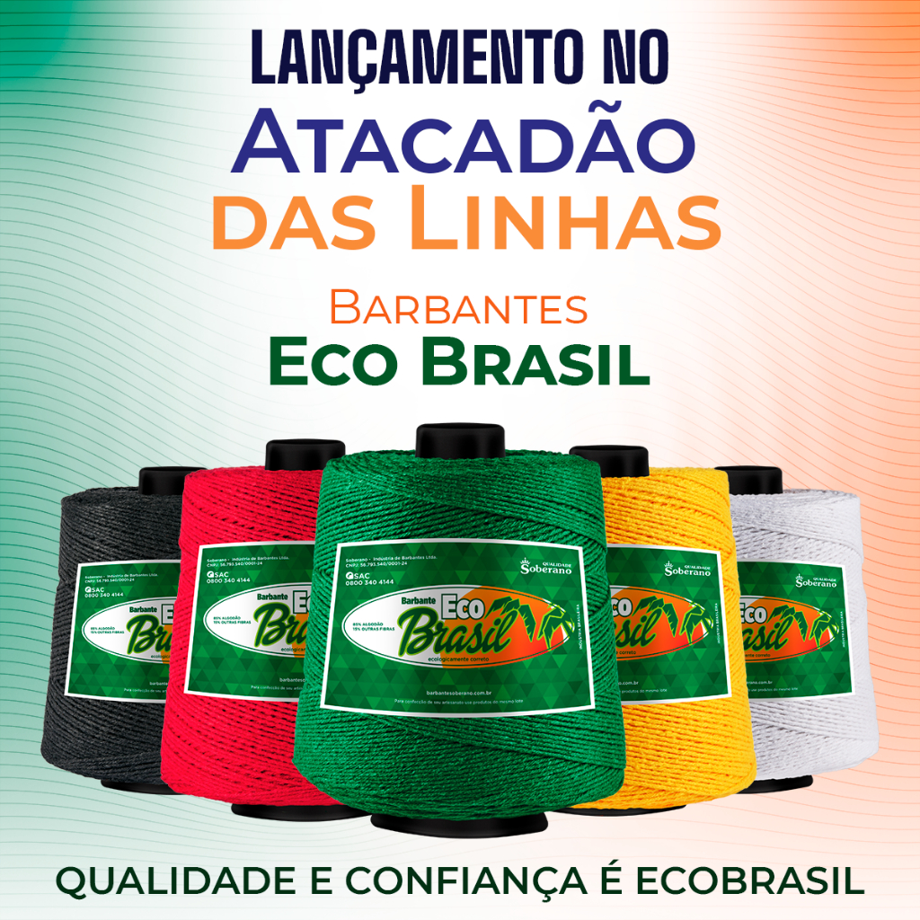 Barbante Eco Brasil 1Kg Fio 6 - Crochê Artesanato Tricô Macramê - OFERTA VALIDA ATÉ DOMING...