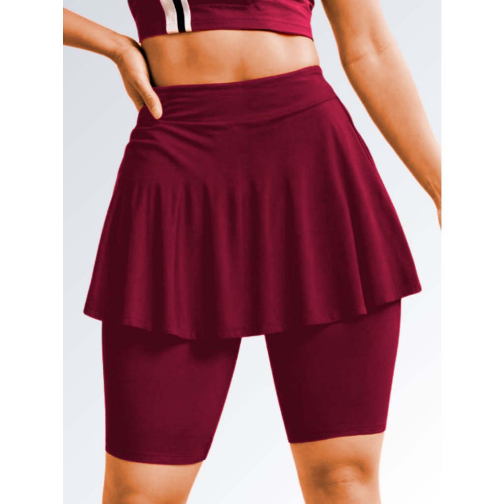 Bermuda Saia Babado Cós Alto Cintura Alta Tapa Bumbum Tecido Grosso Poliéster