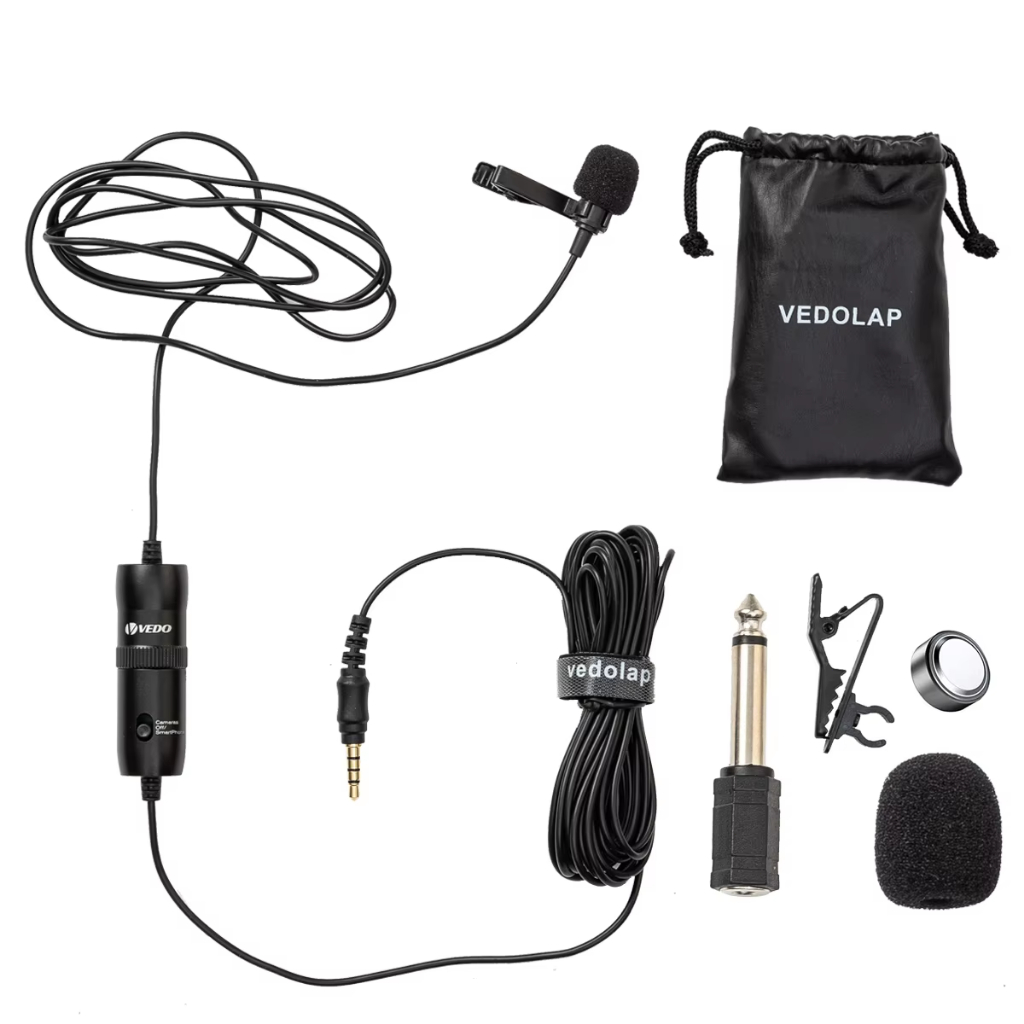 VEDO VD-2 Mini microfone de lapela de 3,5 mm com clipe de metal para telefone celular, PC, laptop e conferência de áudio em Oferta na Shopee
