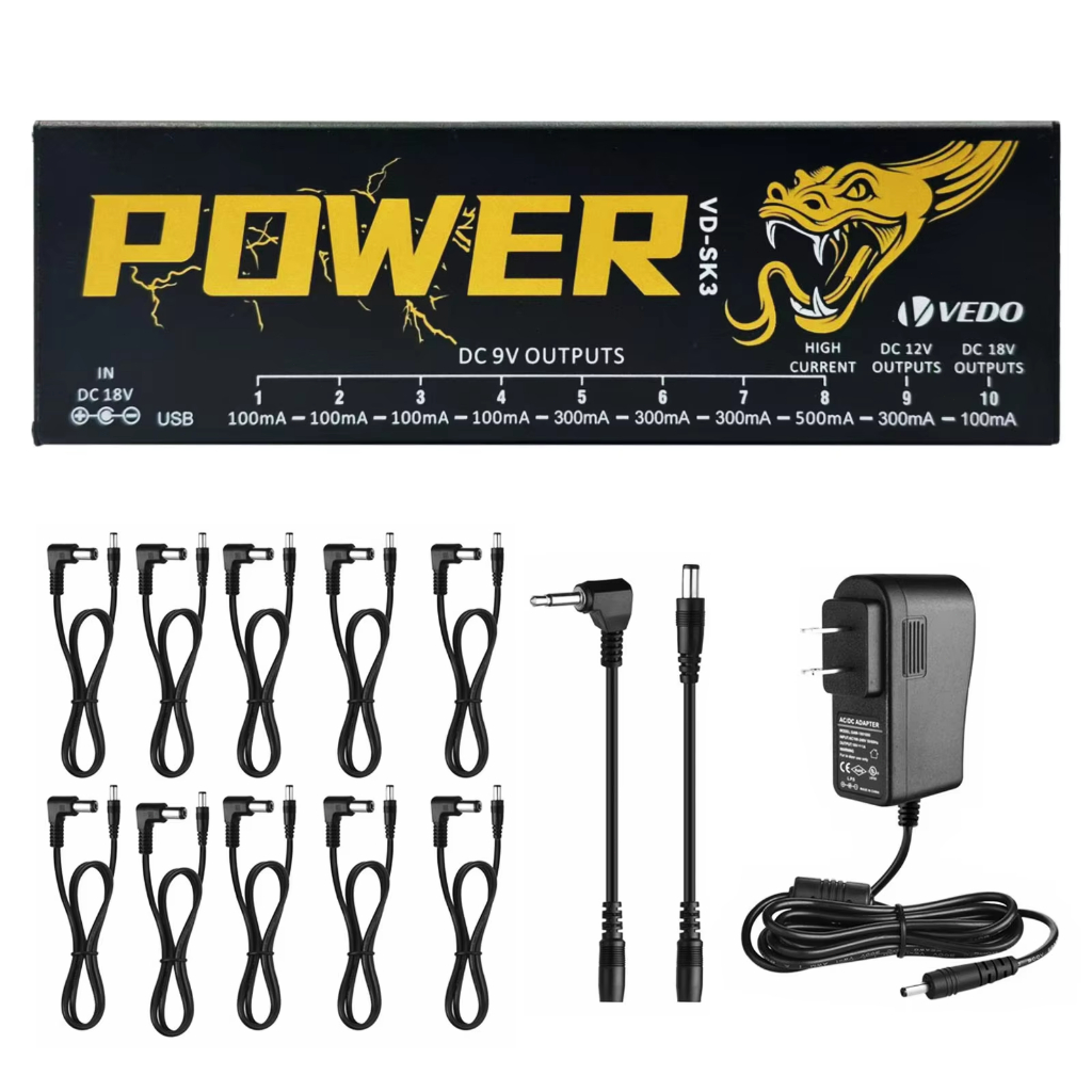 Fonte de alimentação para pedais de efeitos de guitarra 10 saídas isoladas (9V, 12V, 18V) Proteção contra curto-circuito em Oferta na Shopee