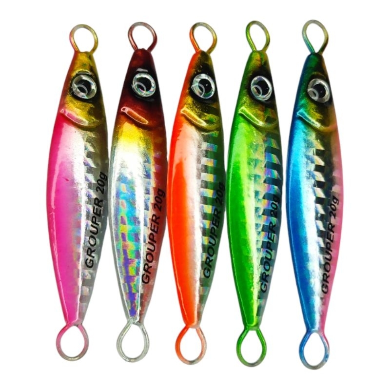KIT DE ISCA ARTIFICIAL COM 5 UNDADES - SLOW JIG  20g, 30g - JUMPING JIGGING PARA PESCA - METAL JIG GROUPER