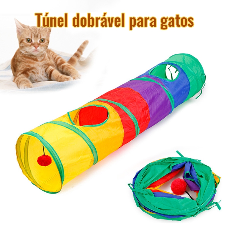 Brinquedo Para Pets Túnel Labirinto Para Gatos Colorido em Oferta na Shopee