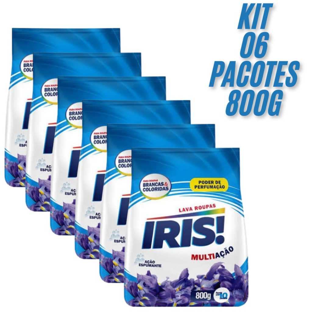 06 Sabão em Pó Iris 800G cada Lava Roupas  Lavanderia Promoção Envio Imediato