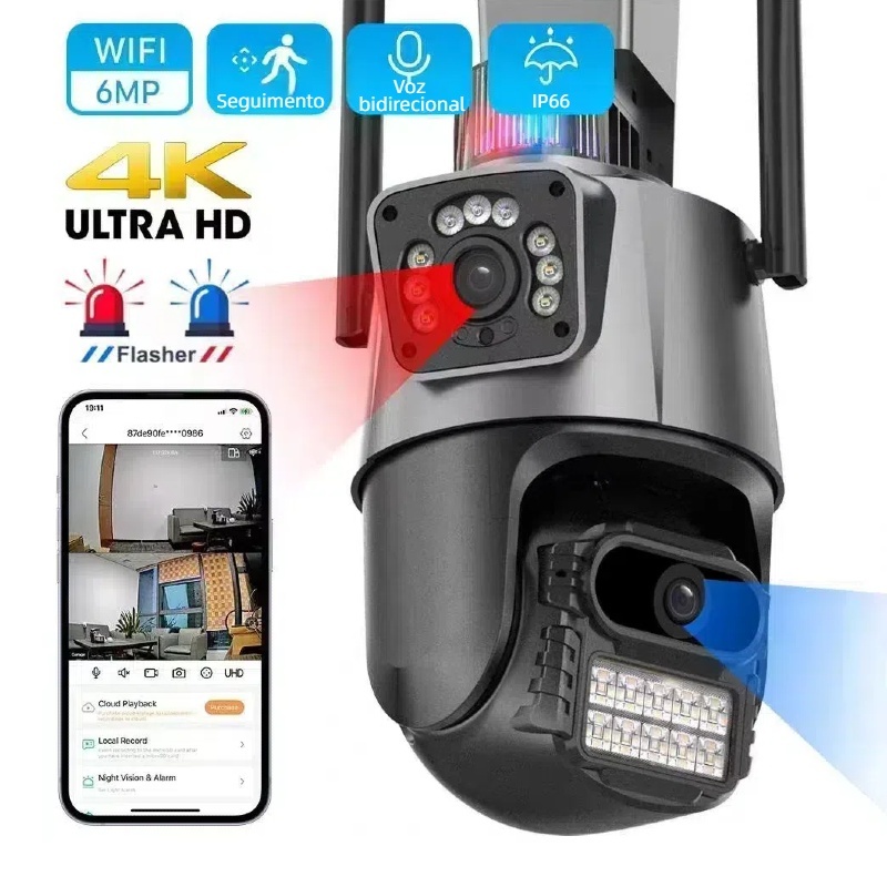 Promoção! Camera Segurança Wifi IP Externa Lente Dupla 4k visão noturna Alarm De Movimento Icsee
