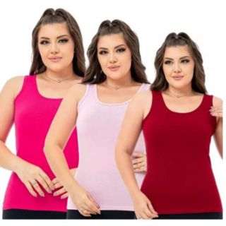 Kit 3 Regatas Alça Larga Lisa Basica em Oferta na Shopee