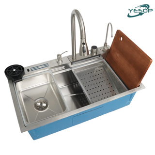 Cuba Pia Cozinha Inox Quadrada Gourmet 75x45 Com Torneira E Acessórios Cor Prata Escovado Yesop em Oferta na Shopee