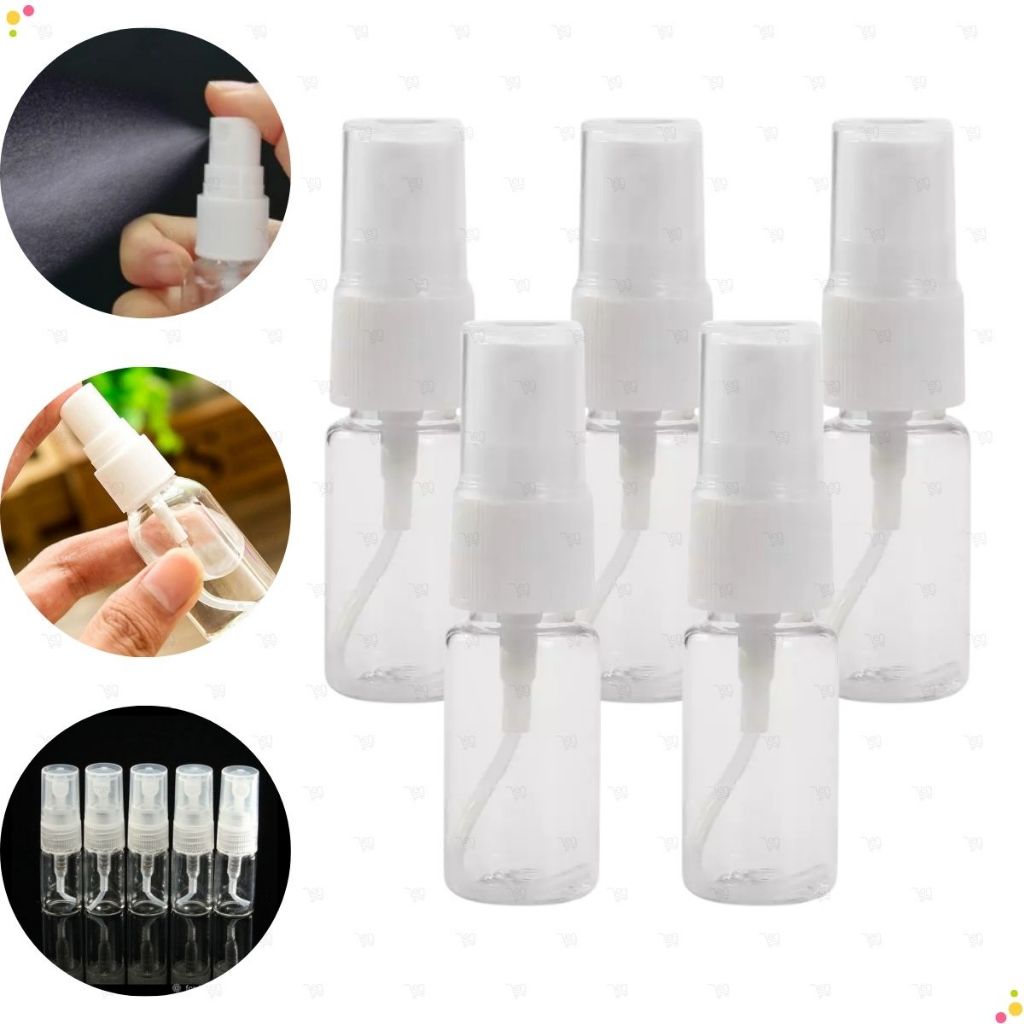 Kit 25 Borrifador 10ml Spray Frasco Transparente Válvula Pulverizador Para Viagens Água Perfume