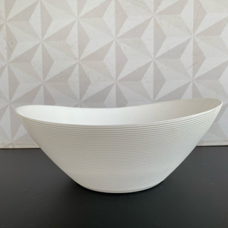 Tigela Saladeira de porcelana branca decorativa multiuso para mesa posta oval travessa branca de cozinha de vidro grande