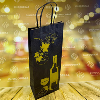 10~40 SACOLA PARA VINHO PRETA ESTAMPA 13,5 X 8 X 39  (LC) - REF:4860 em Oferta na Shopee