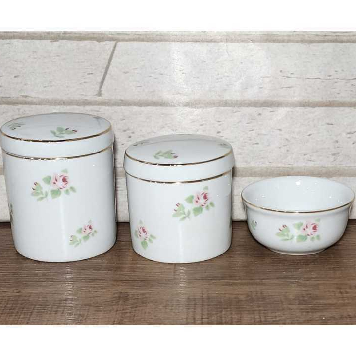 Kit Bebe Higiene 3 Pecas Porcelana Decorada Ou Lisa Em Branco Com Filete De Ouro em Oferta na Shopee