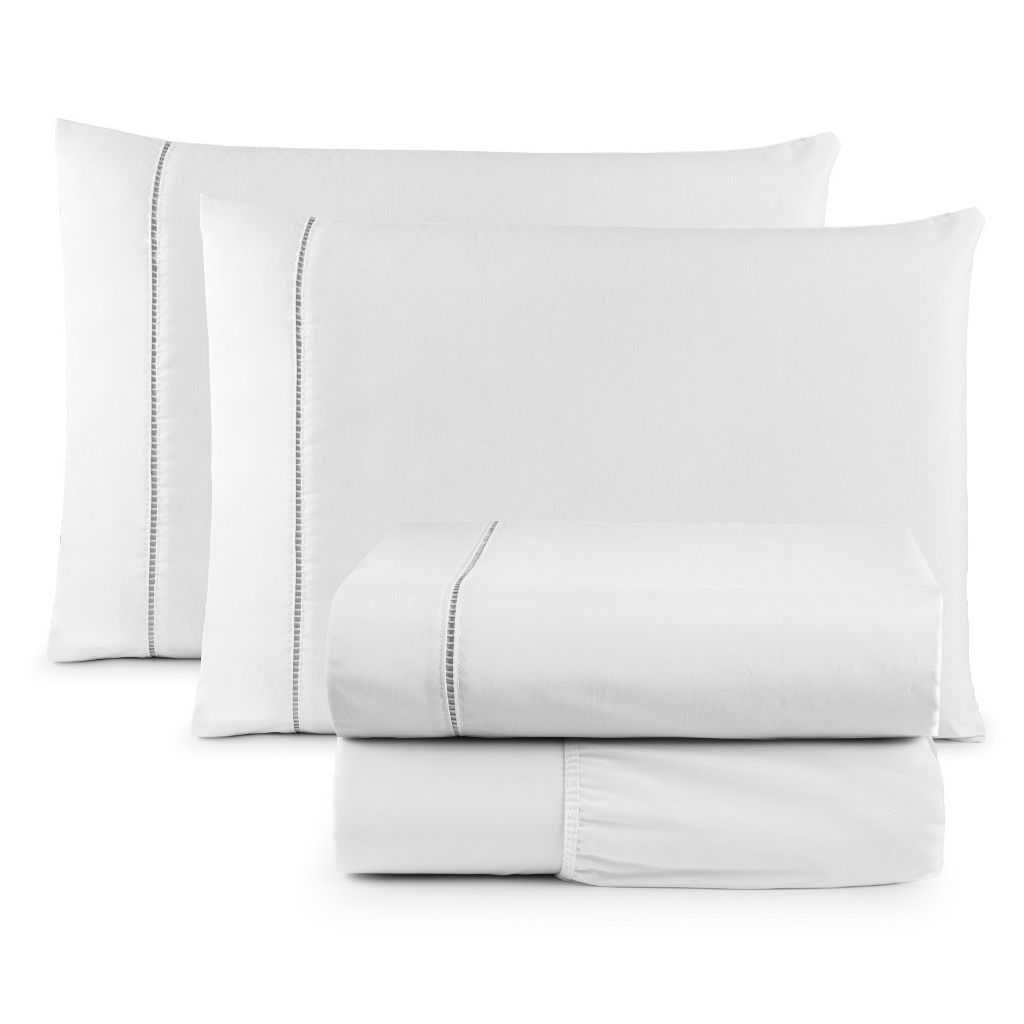 Jogo Lençol Cama Casal Queen 4 Peças 600 Fios Alice Oferta