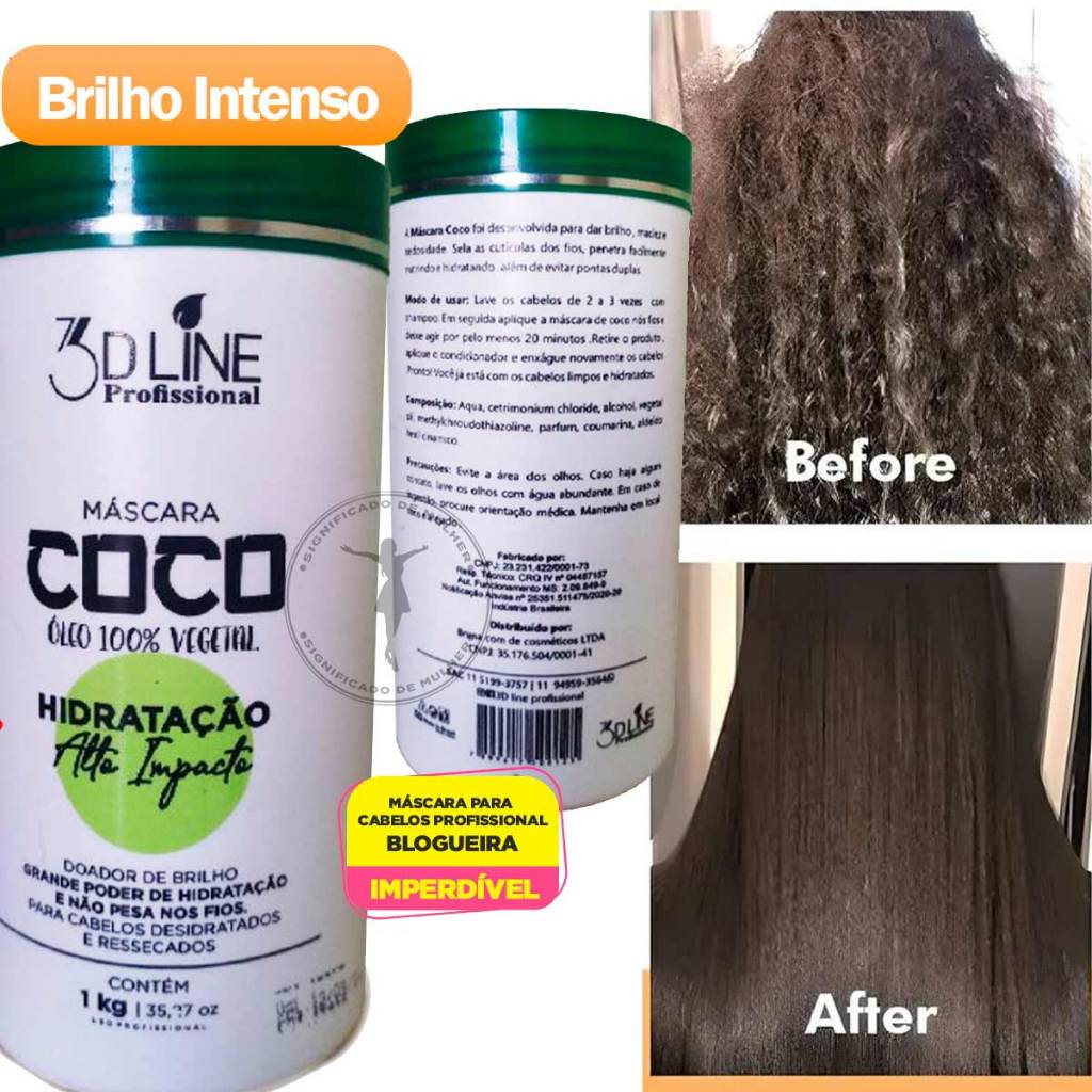 Cabelo Brilhoso Com Mais Vida - Máscara de Hidratação De Coco 3D Line Profissional 1Kg