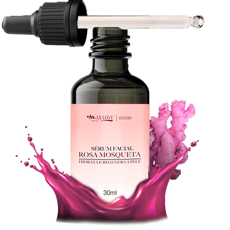 Pele Regenerada / Anti Rugas /  Clareador Manchas no Rosto - Sérum Facial Rosa Mosqueta Max Love Dia/Noite Limpeza Pele