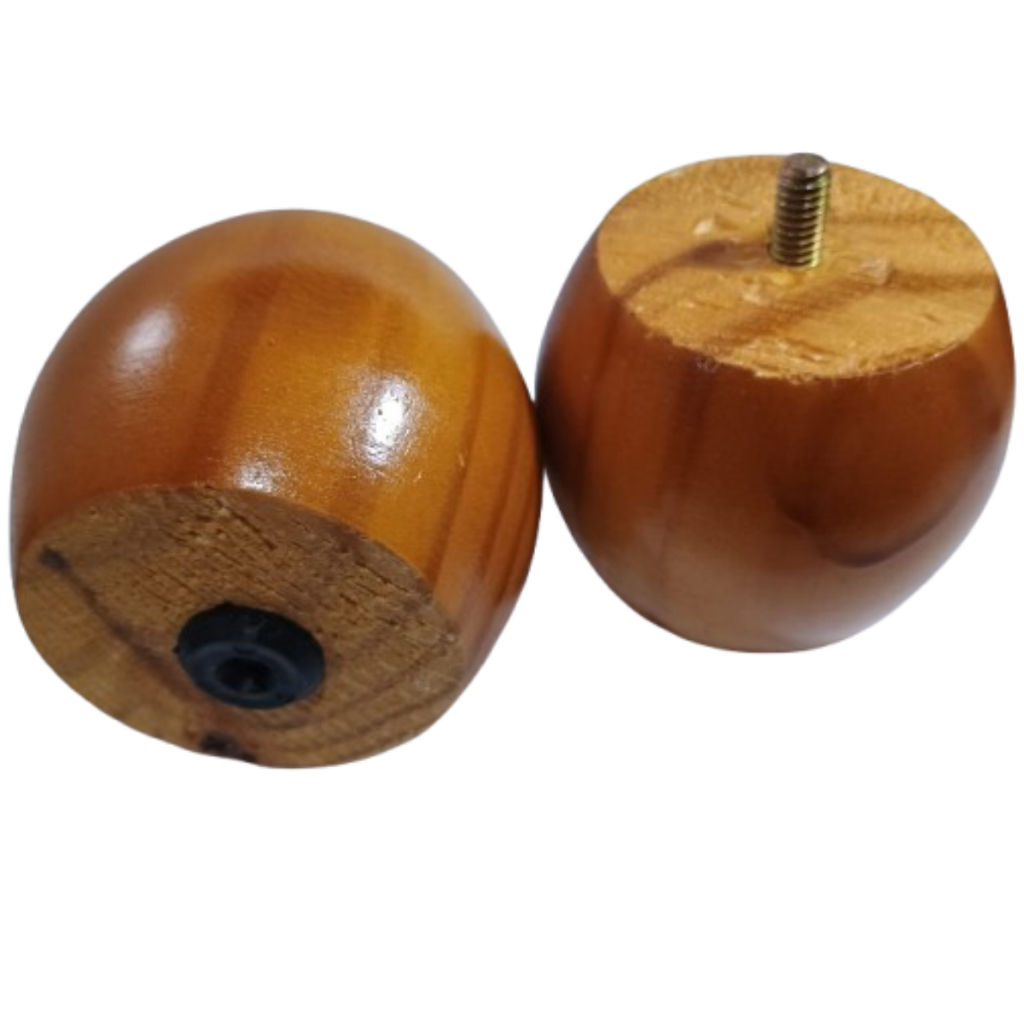 Kit Conjunto 6 Pés Modelo Redondo Maçã Bola Madeira P Móveis Em Geral c Buchas americana