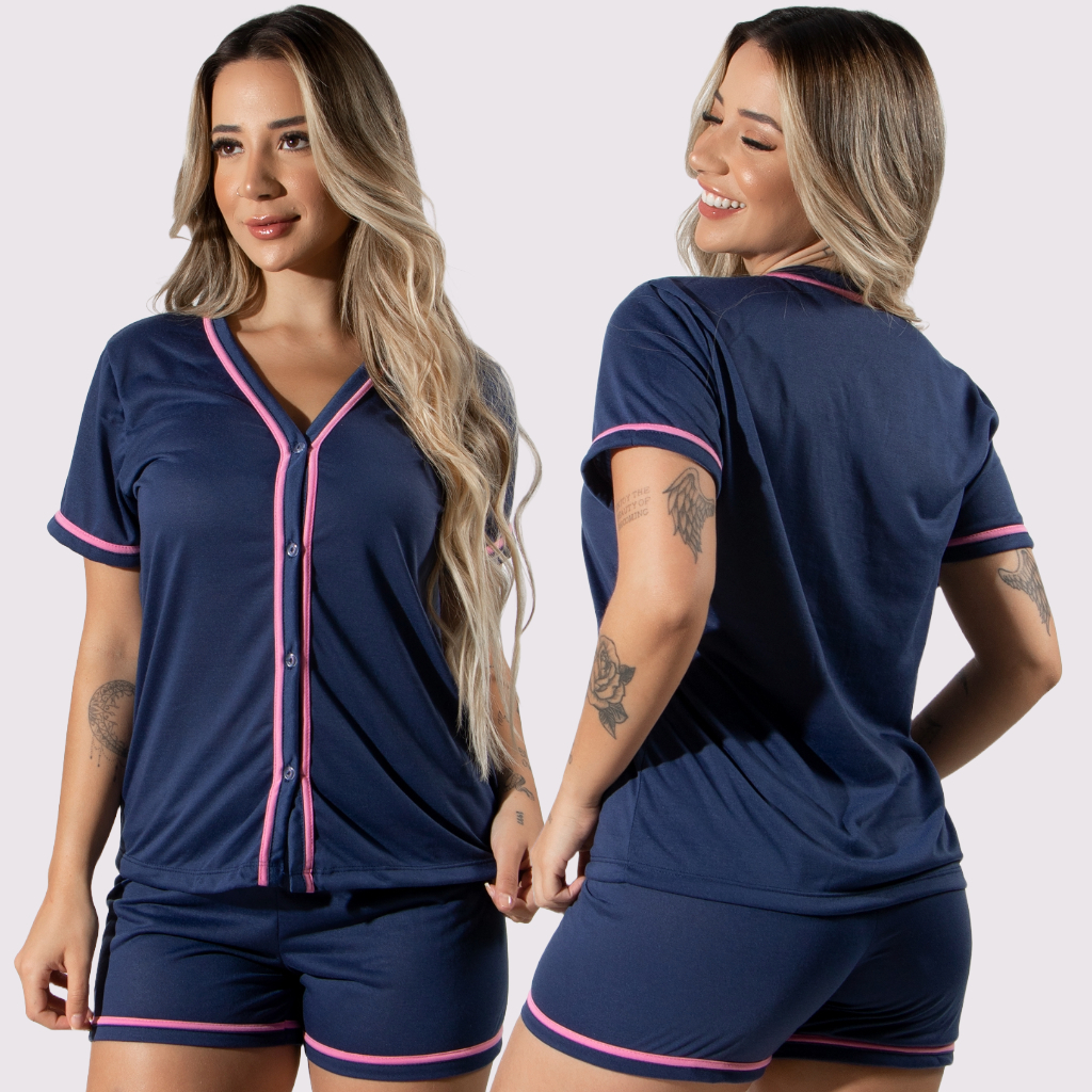 Promoção Pijama Curto Em Malha Blogueirinha Short e Blusa Amamentação