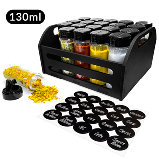 Suporte Tempero Caixote Reforçado com 20 Potes 130ml Tampa Dupla + Etiquetas Temperos Condimentos Cozinha em Oferta na Shopee