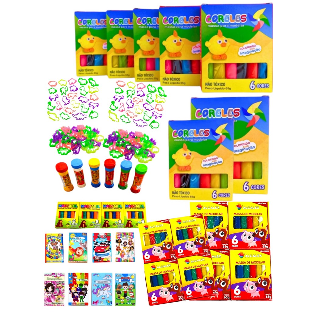 Kit Cxs 10 Massinha De Modelar + 10 Sabão + 10 Jogo Memoria Sortido + 20 Cortador Festa Lembrancinha em Oferta na Shopee
