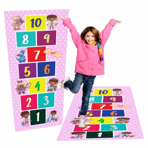 Tapete Jogo da Amarelinha Infantil Em Lona Dra. Brinquedos, Presente Menina, Aniversário, Natal, Dia das Crianças AM163p
