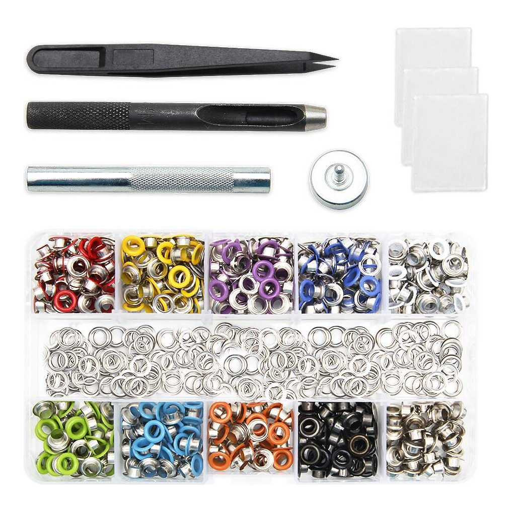 Kit Aplicador Manual Ilhós E Vazador + 400 Ilhós Coloridos Kit De Pressão De Botão Ferramenta Lanmax