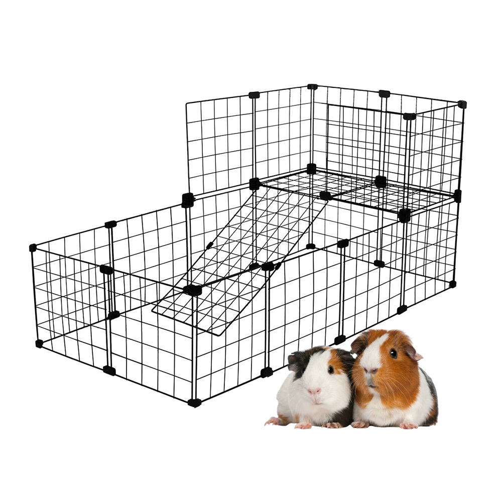 Cercado Porquinho da Índia 60x120cm Casinha Gaiola 2 Andares Viveiro Pet Grande