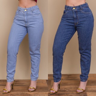 Calça Jeans Cintura Alta Feminina Levanta Bumbum Moda Atual Mom Estilo Blogueira