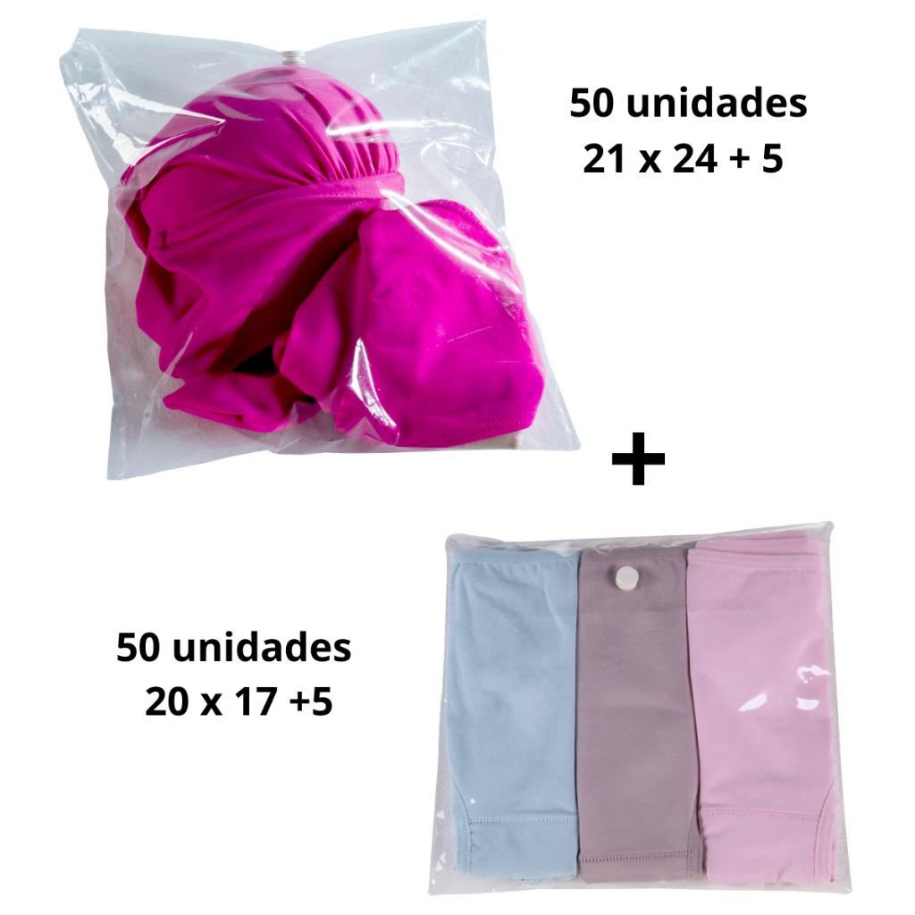 Kit Saquinho Embalagem Biquini 20 x 17 + 21 x 24 Botão de Pressão
