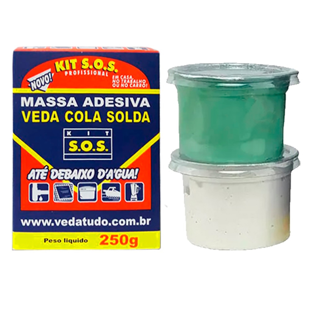 Kit Com 2 Massa Adesiva Multiuso 250g S.O.S Vedatudo em Oferta na Shopee