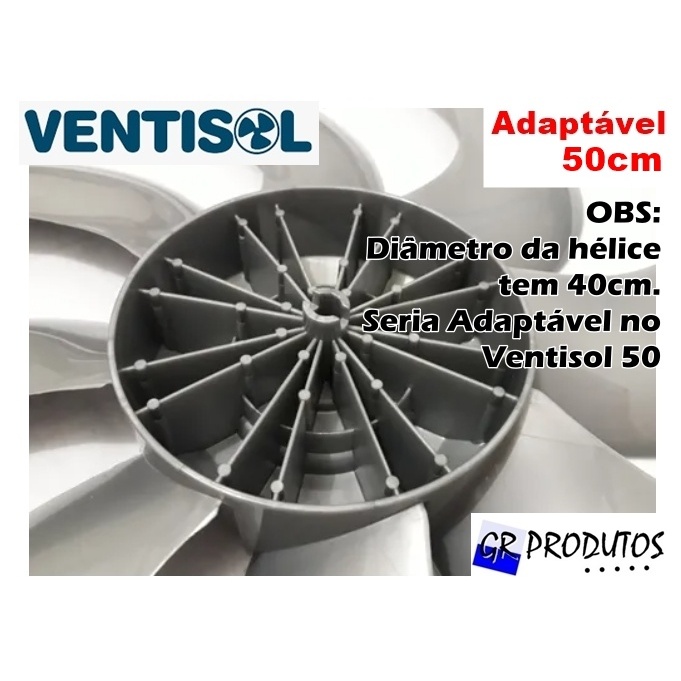 Hélice Adaptável para Ventilador Ventisol 50 cm 8 pás Prata Original Eixo Redondo 8mm — imagem 2 de 2