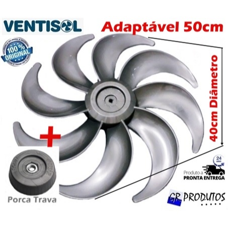 Hélice + Trava Adaptável para Ventilador Ventisol de 50cm 8 Pás Prata Original EIXO Redondo 8mm em Oferta na Shopee