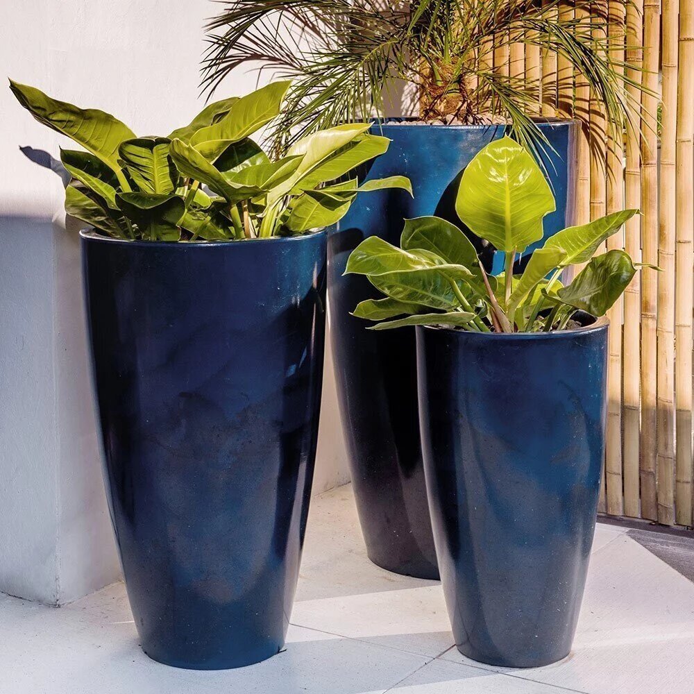 Kit Vaso De Planta Grande Cone Brilhante Luxo Decorativo Tamanhos P/M/G